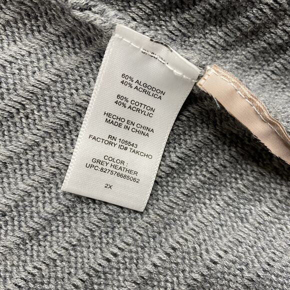 Daisy Fuentes Cardigan Womens 2X Gray Open Front Cable Knit Sweater Draped - Picture 5 of 8